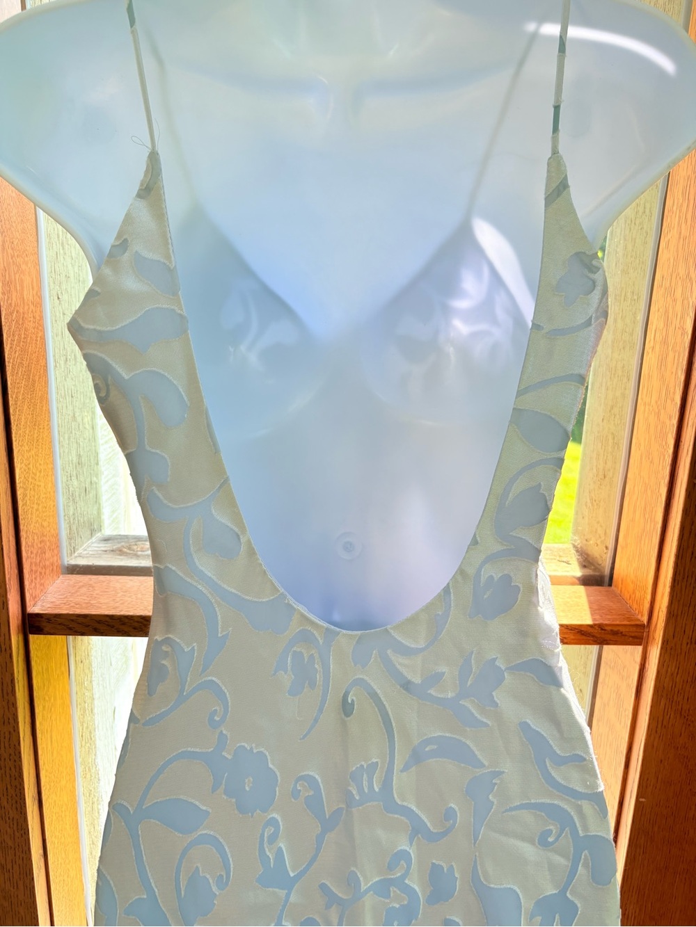 Vintage INXS Elegant Periwinkle Sterling Slip Dress Fleur de Lis Velvet Burnout - Picture 7 of 8